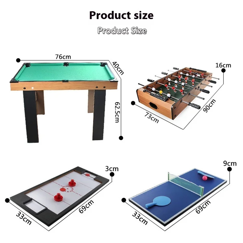 Meja Berbilang Permainan 4-dalam-1 dengan Foosball, Hoki Udara, Pingpong dan Kolam