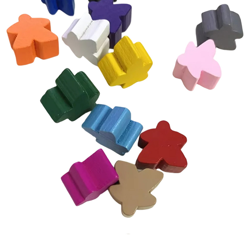 Aksesori permainan gadai kayu meeple berwarna-warni
