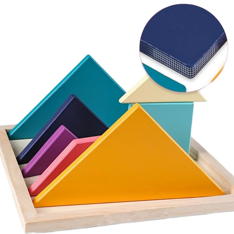 Set Tangram Kayu Warna Montessori
