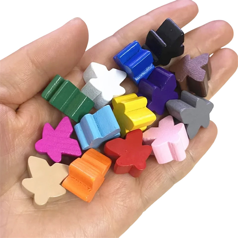 Aksesori permainan gadai kayu meeple berwarna-warni