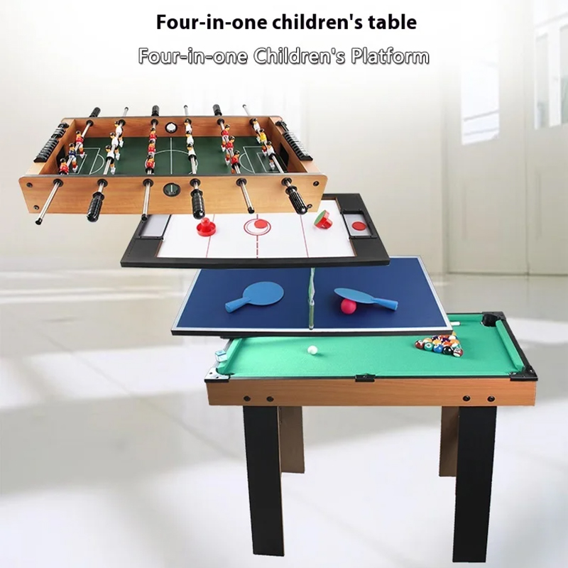 Meja Berbilang Permainan 4-dalam-1 dengan Foosball, Hoki Udara, Pingpong dan Kolam