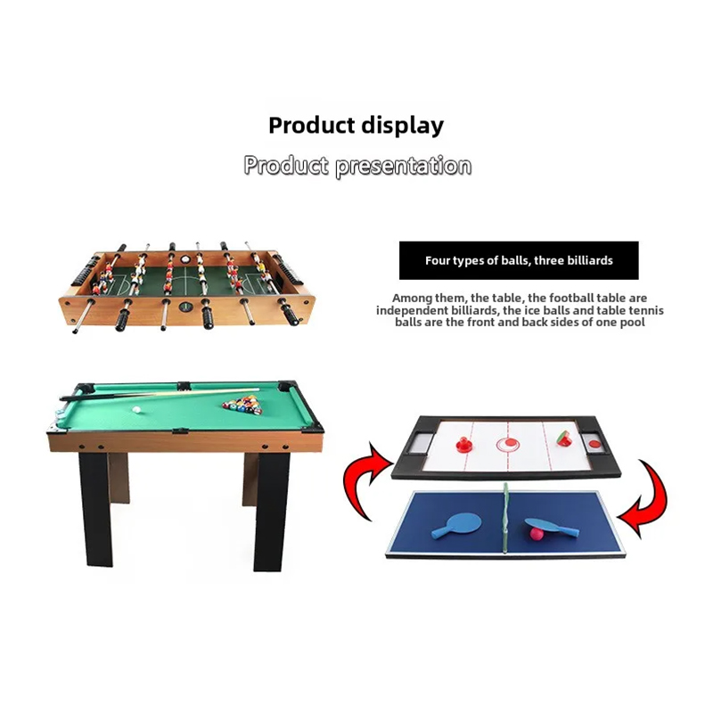 Meja Berbilang Permainan 4-dalam-1 dengan Foosball, Hoki Udara, Pingpong dan Kolam