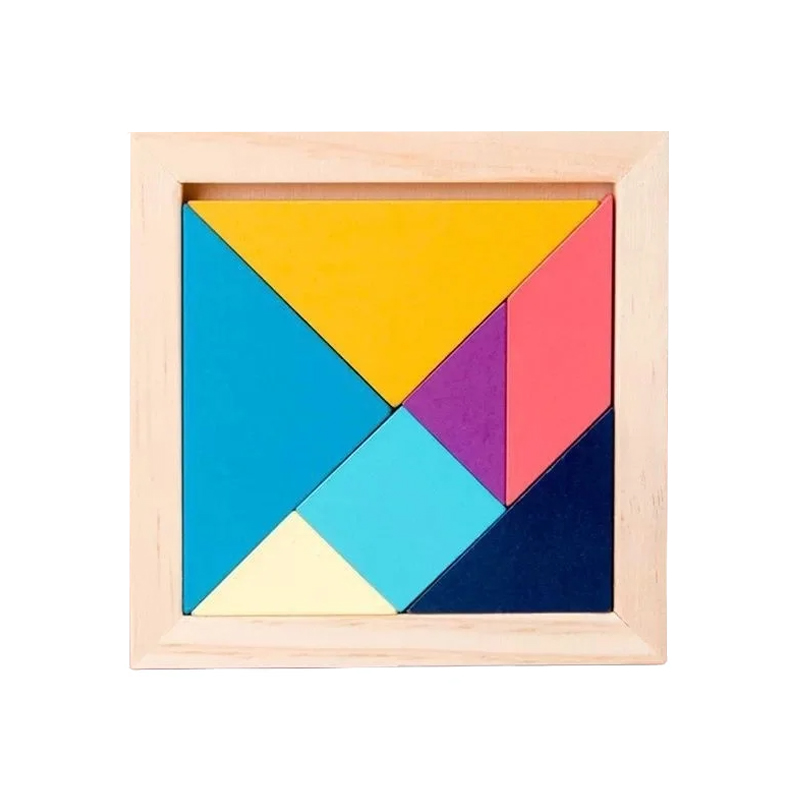 Set Tangram Kayu Warna Montessori