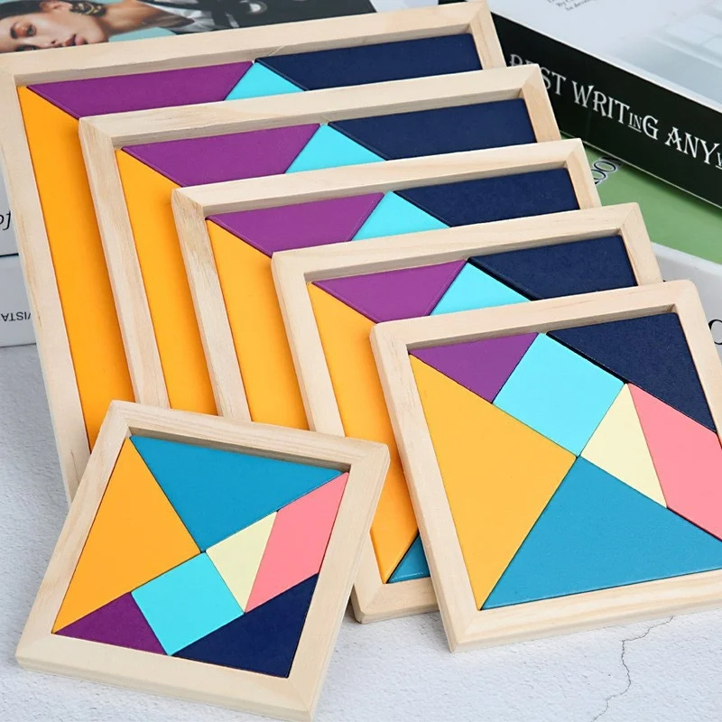 Set Tangram Kayu Warna Montessori