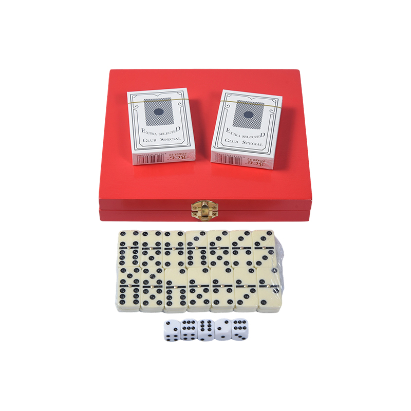 Set Permainan Dwi Kotak Redwood Mudah Alih (Domino & Poker)