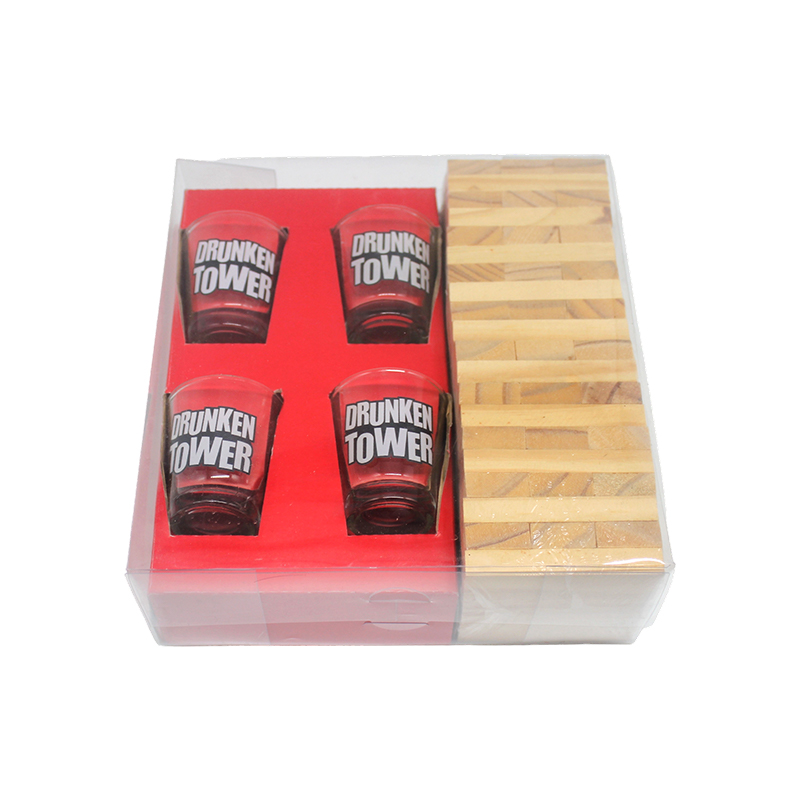 Set Jenga Minuman Kayu dengan Cermin Mata Tembakan