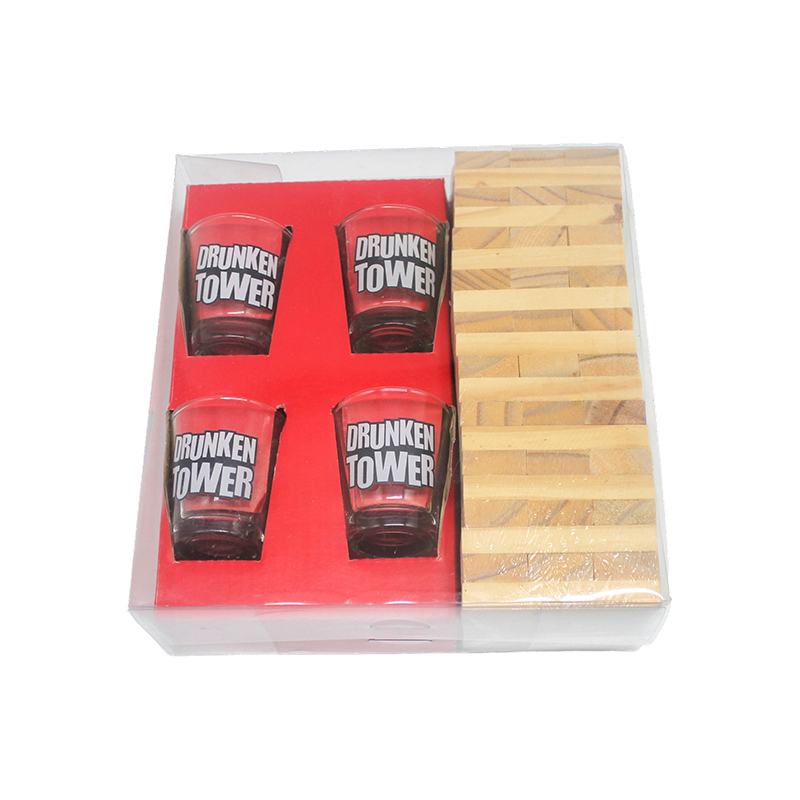 Set Jenga Minuman Kayu dengan Cermin Mata Tembakan