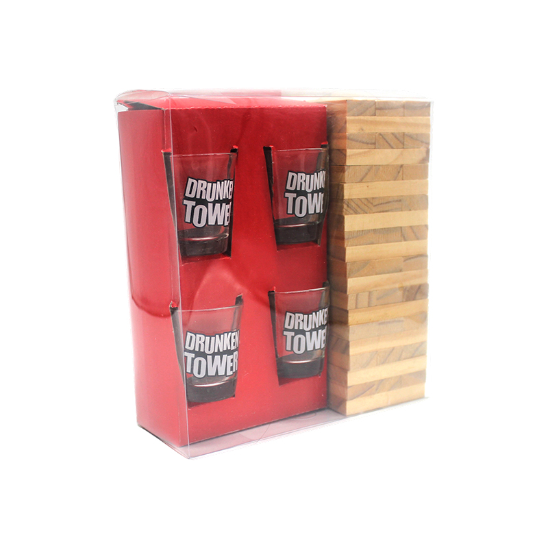 Set Jenga Minuman Kayu dengan Cermin Mata Tembakan