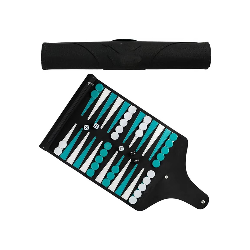 Set Backgammon Boleh Lipat Kulit - Keanggunan Mudah Alih untuk Permainan Semasa Dalam Perjalanan