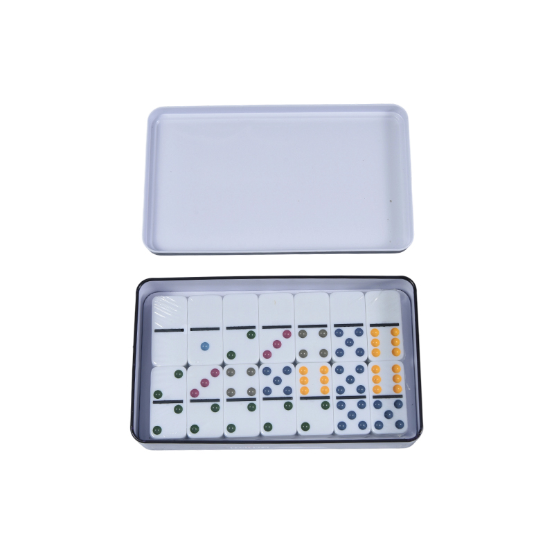 Set Kompetitif Profesional - Set Kotak Besi Domino Dot Berwarna-warni Berganda-Enam