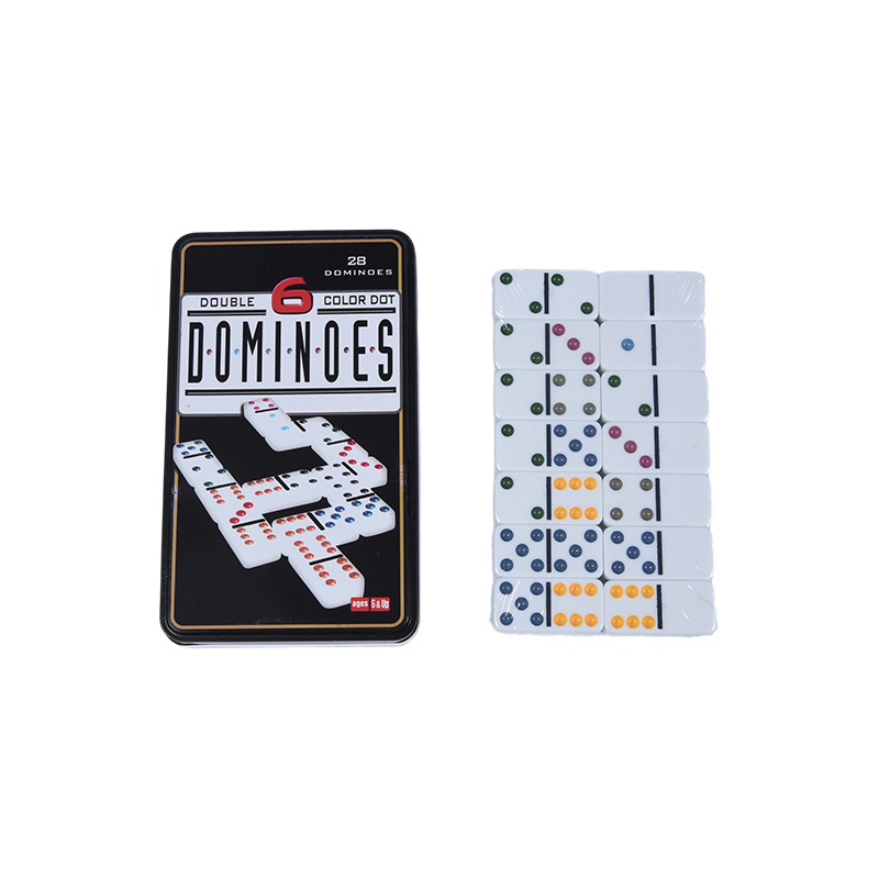 Set Kompetitif Profesional - Set Kotak Besi Domino Dot Berwarna-warni Berganda-Enam