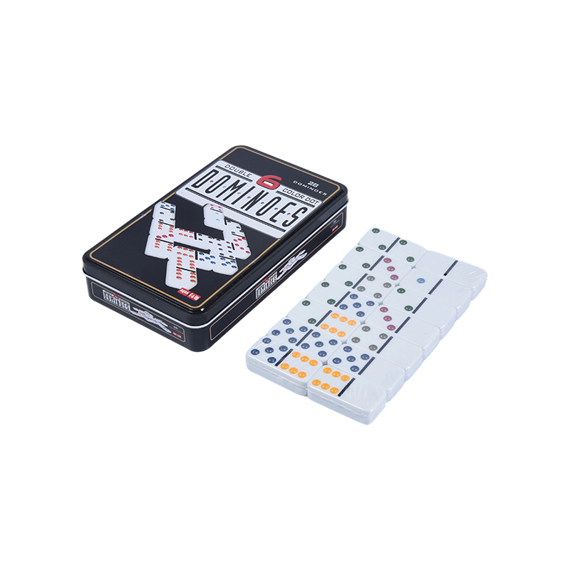 Set Kompetitif Profesional - Set Kotak Besi Domino Dot Berwarna-warni Berganda-Enam