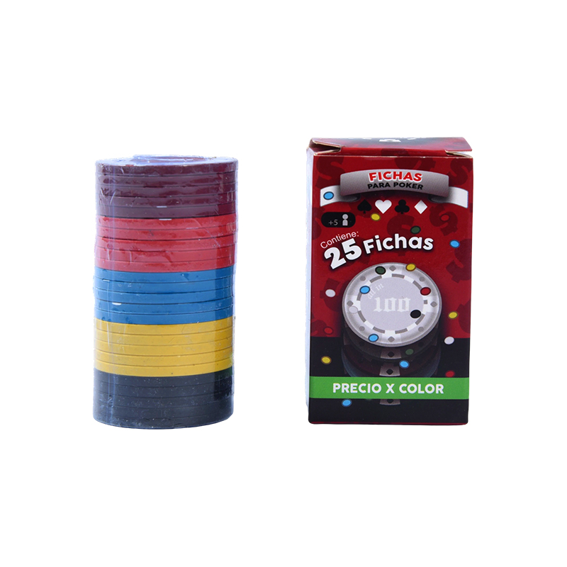 Set Cip Poker Warna – Cip Aneka Warna 25 Keping dalam Kotak Pembungkusan