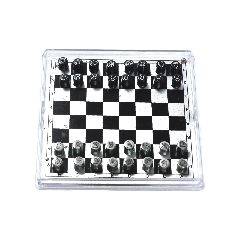 Set Catur Antarabangsa Logam Magnetik dalam Sarung Akrilik Jelas