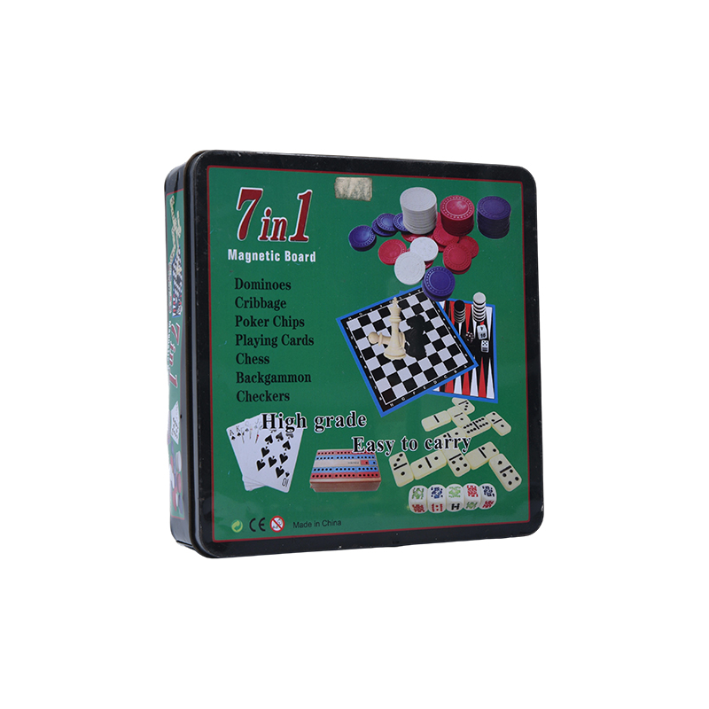 Sarung Timah Logam Set Permainan Papan Magnet 7-dalam-1