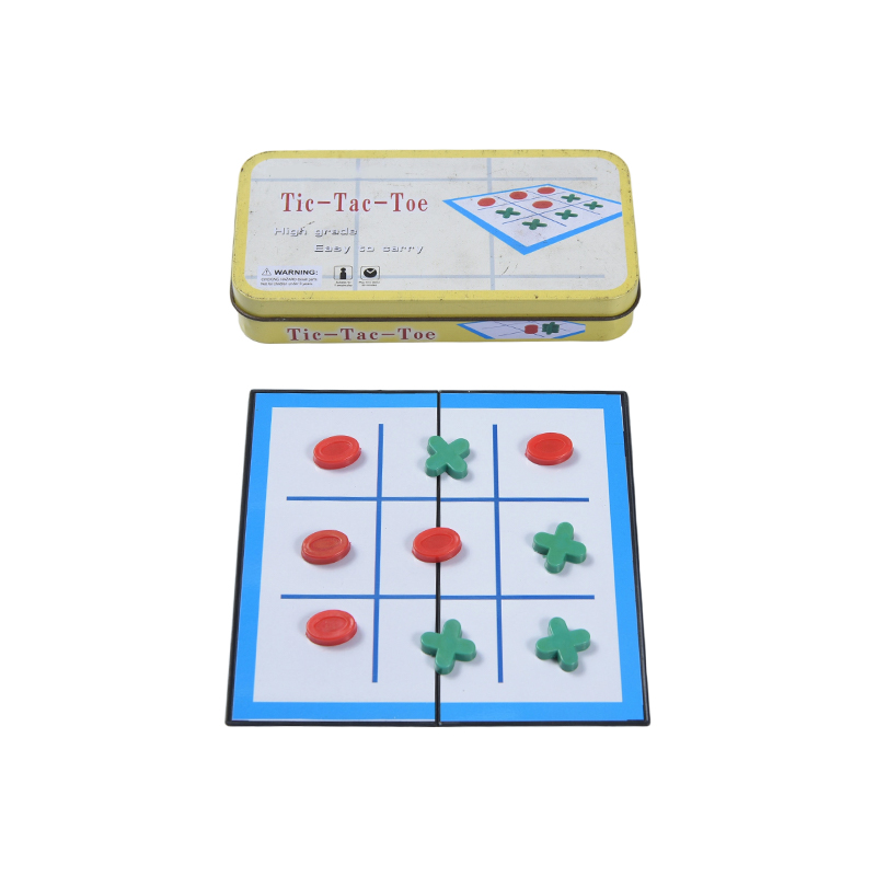 Permainan Tic-Tac-Toe Mudah Alih Tin Logam Kuning