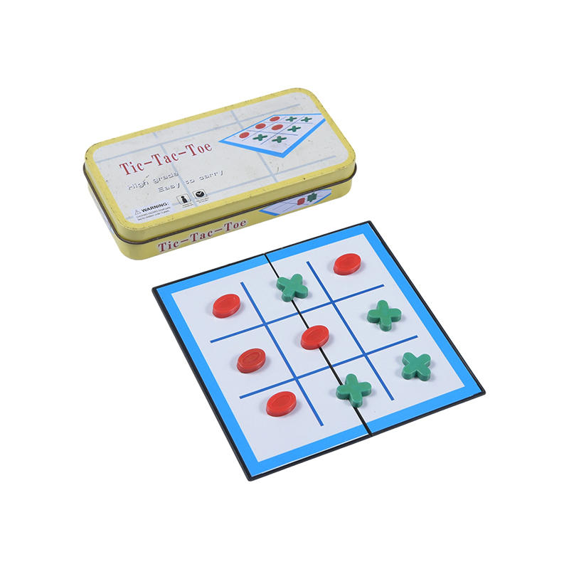 Permainan Tic-Tac-Toe Mudah Alih Tin Logam Kuning