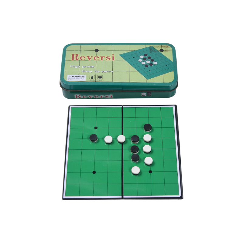 Permainan Reversi (Othello) Mudah Alih Kotak Tin Logam Hijau
