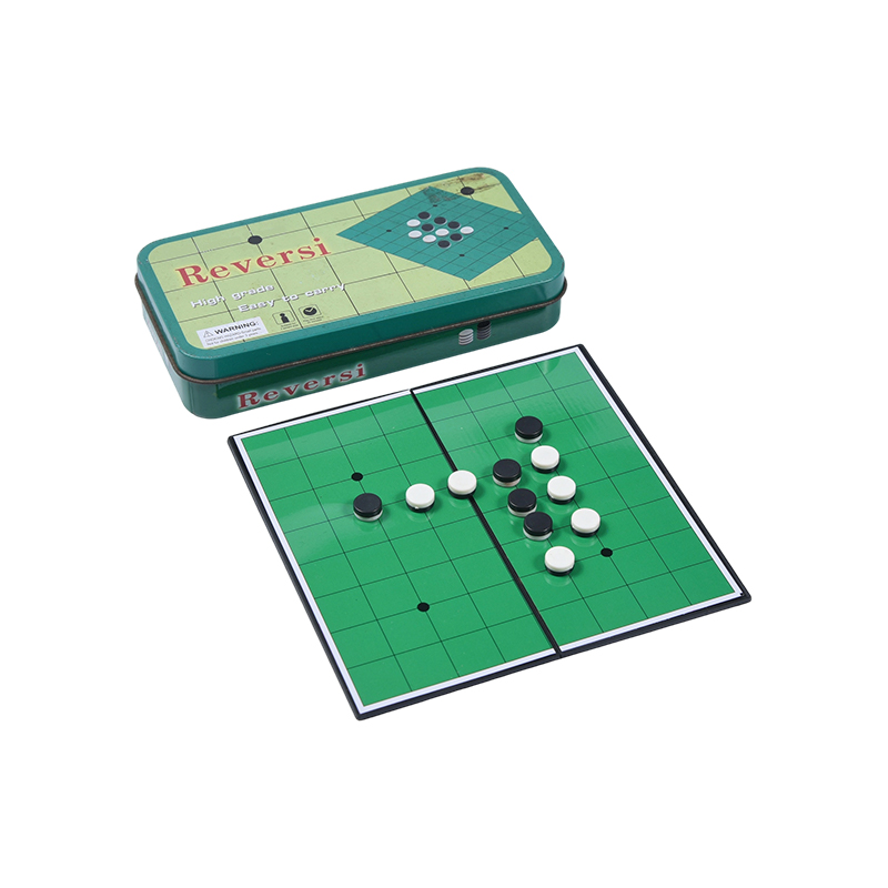 Permainan Reversi (Othello) Mudah Alih Kotak Tin Logam Hijau