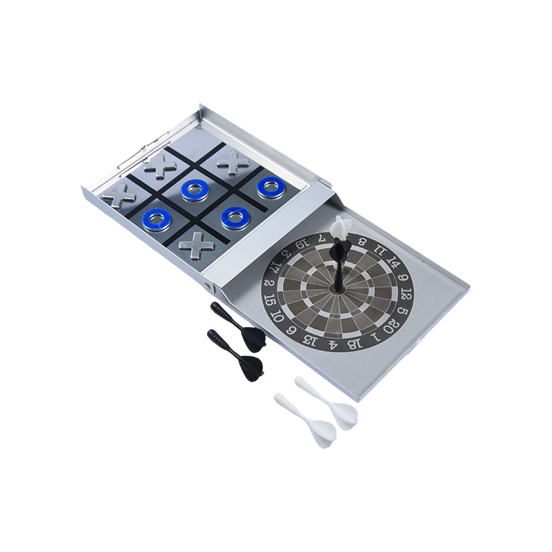 Permainan Kombo Edisi Sarung Logam Mudah Alih Magnetik Dart dan Tic-Tac-Toe