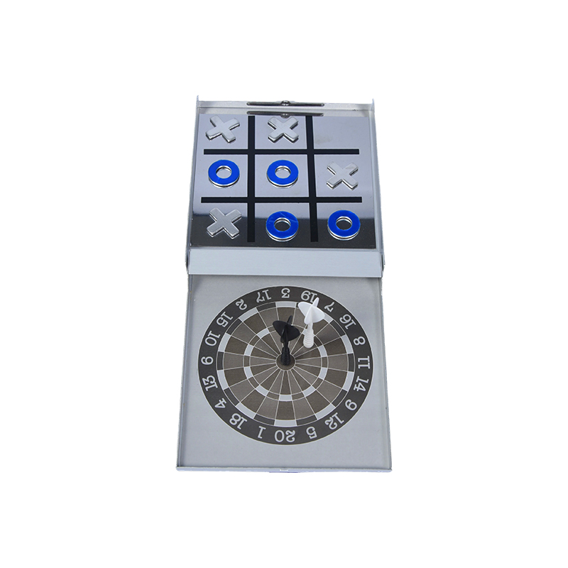 Permainan Kombo Edisi Sarung Logam Mudah Alih Magnetik Dart dan Tic-Tac-Toe