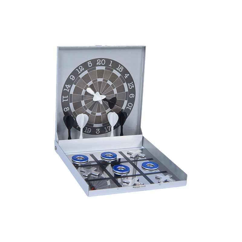 Permainan Kombo Edisi Sarung Logam Mudah Alih Magnetik Dart dan Tic-Tac-Toe