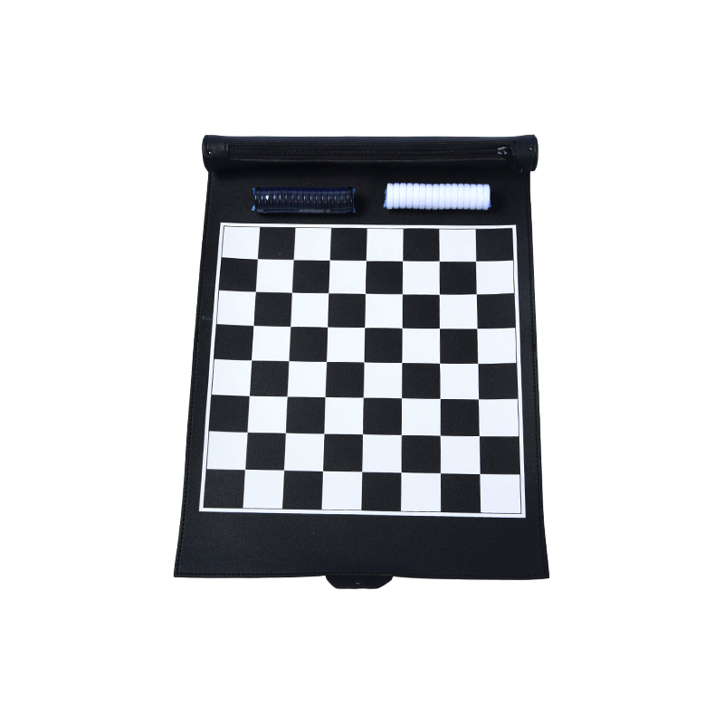 Set Permainan Checkers PU Mudah Alih dengan Poket Storan