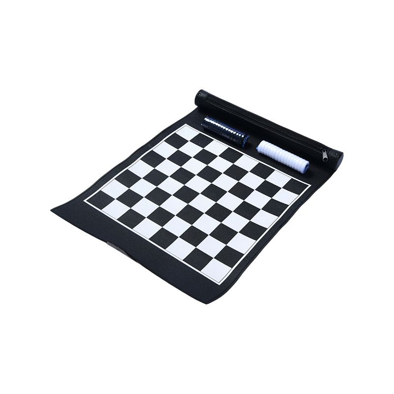 Set Permainan Checkers PU Mudah Alih dengan Poket Storan