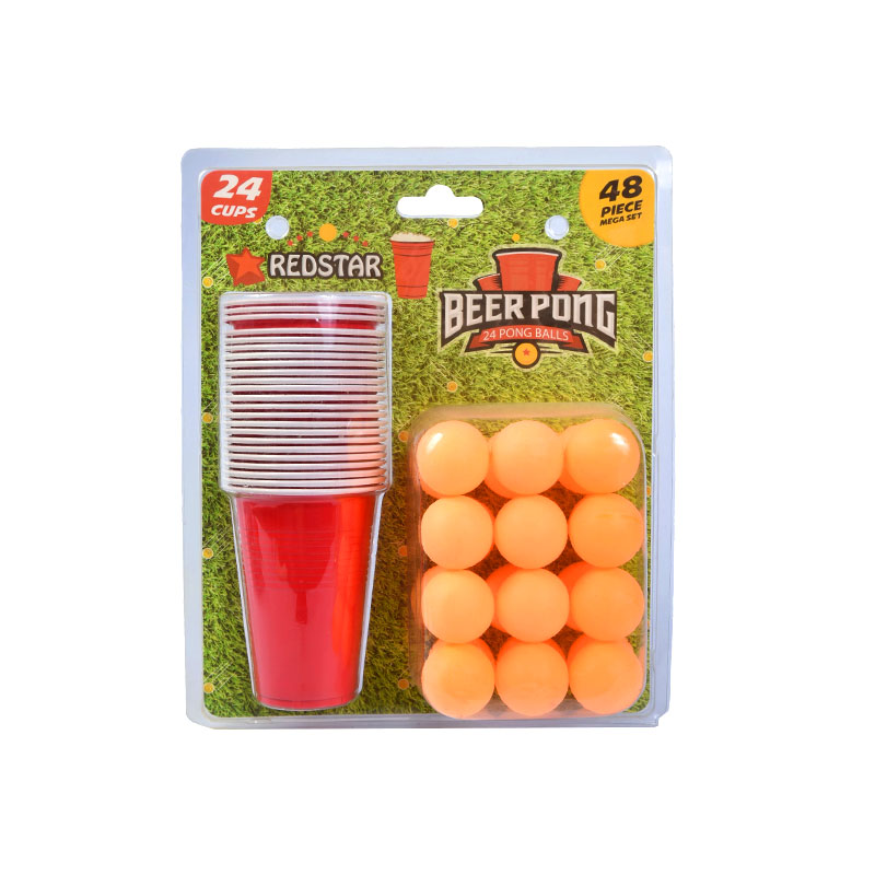 Set Pong Bir Redstar - 24 Cawan & 24 Bola Pong (Set Mega 48 Keping)