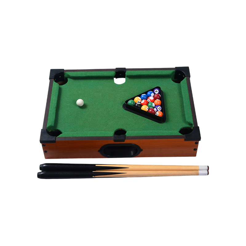Meja Pool Desktop Mini - Set Biliard Padat dengan Rak Segi Tiga, Kiu dan Bola